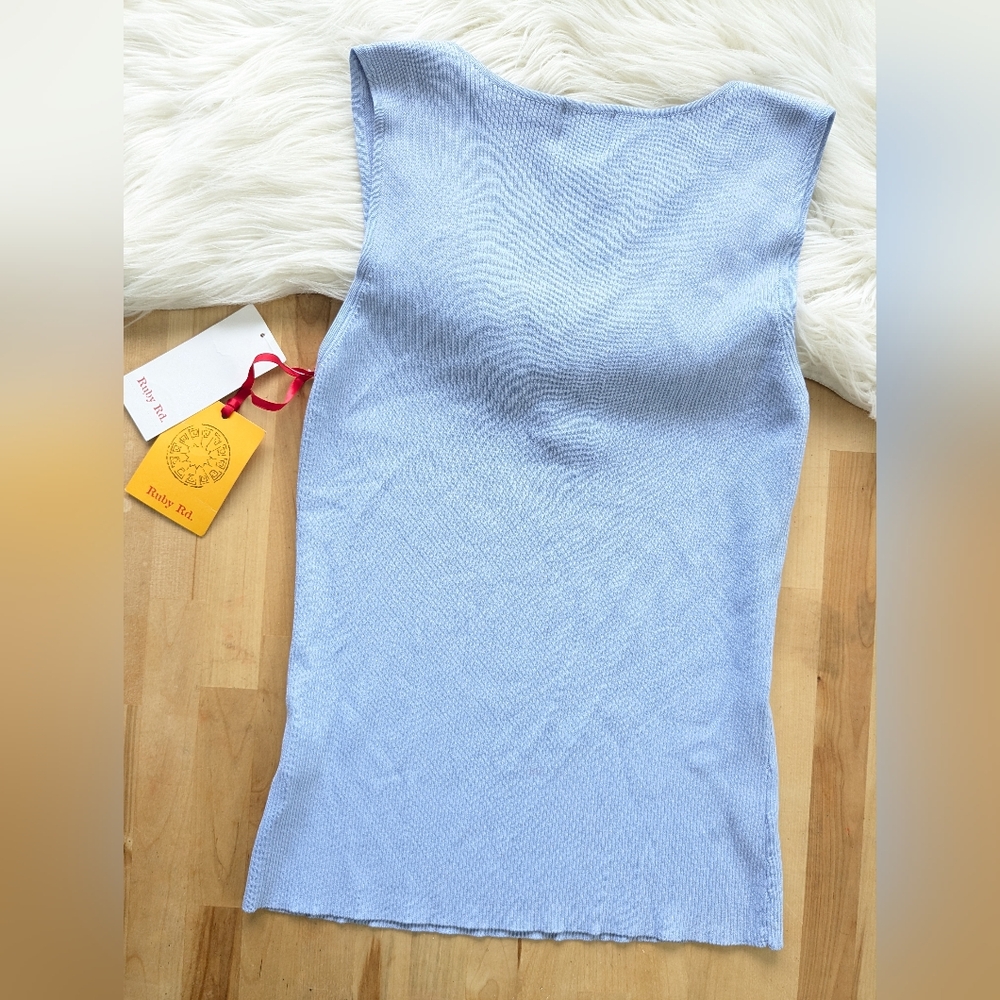 {Ruby Rd.} Periwinkle Beaded Women's Ribbed Tank - Picture 4 of 4
